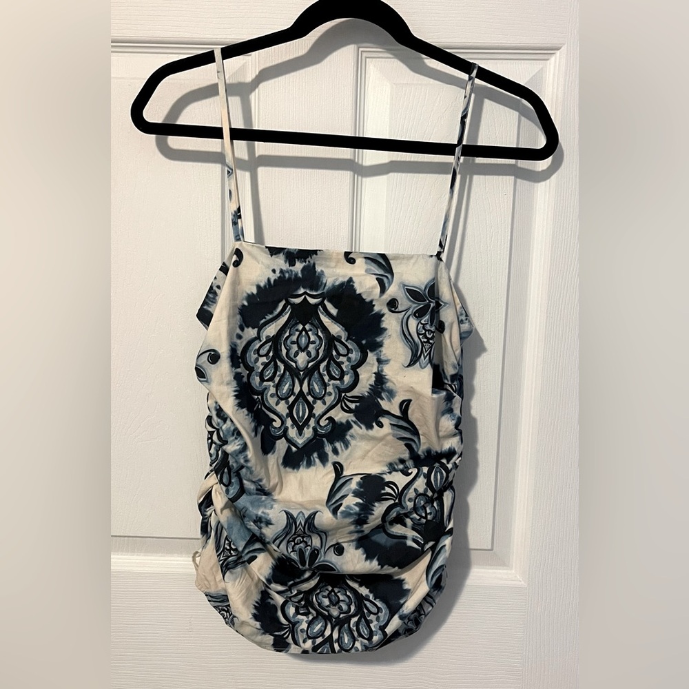 ZARA Blue Paisley Floral Bandana Sleeveless Top Size S